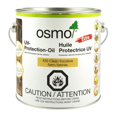 Tin of Osmo UV-protection oil for decking